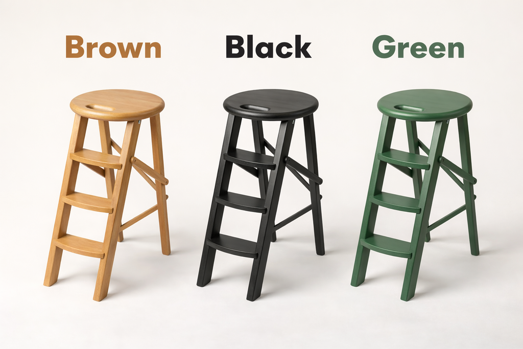 Ladder Chair 65 cm (25.6 in) – Handcrafted Folding Wooden Step Stool Chair, Green
