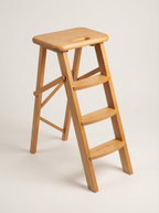 Ladder Chair 80 cm (31.5 in) – Handcrafted Folding Wooden Step Stool Chair, Brown