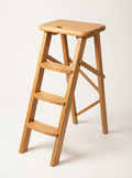 Ladder Chair 80 cm (31.5 in) – Handcrafted Folding Wooden Step Stool Chair, Brown