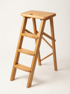 Ladder Chair 80 cm (31.5 in) – Handcrafted Folding Wooden Step Stool Chair, Brown