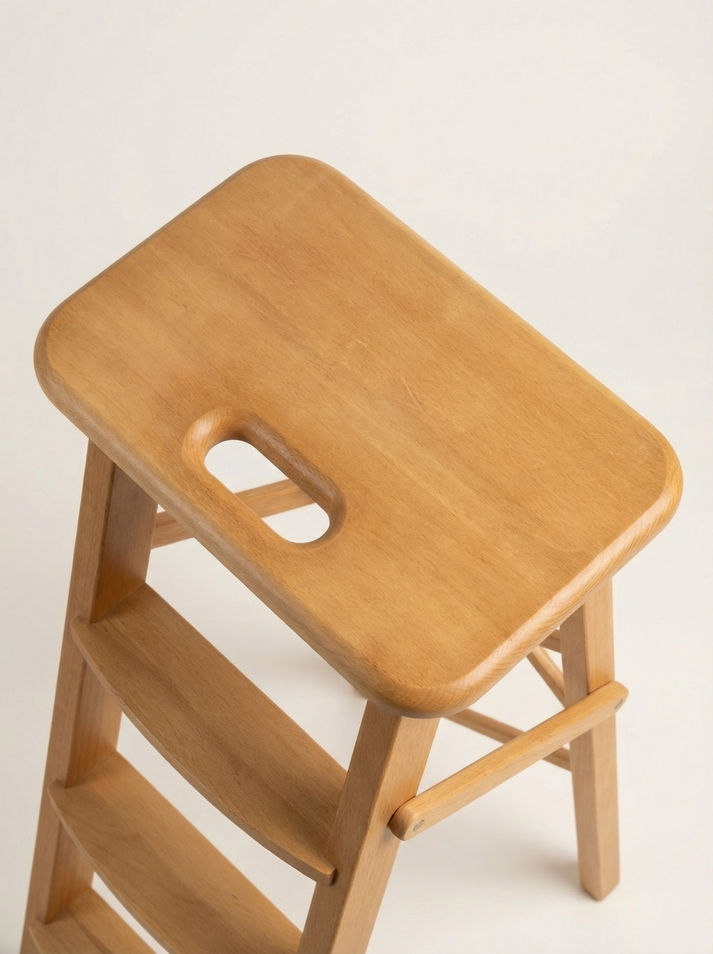 Ladder Chair 80 cm (31.5 in) – Handcrafted Folding Wooden Step Stool Chair, Brown