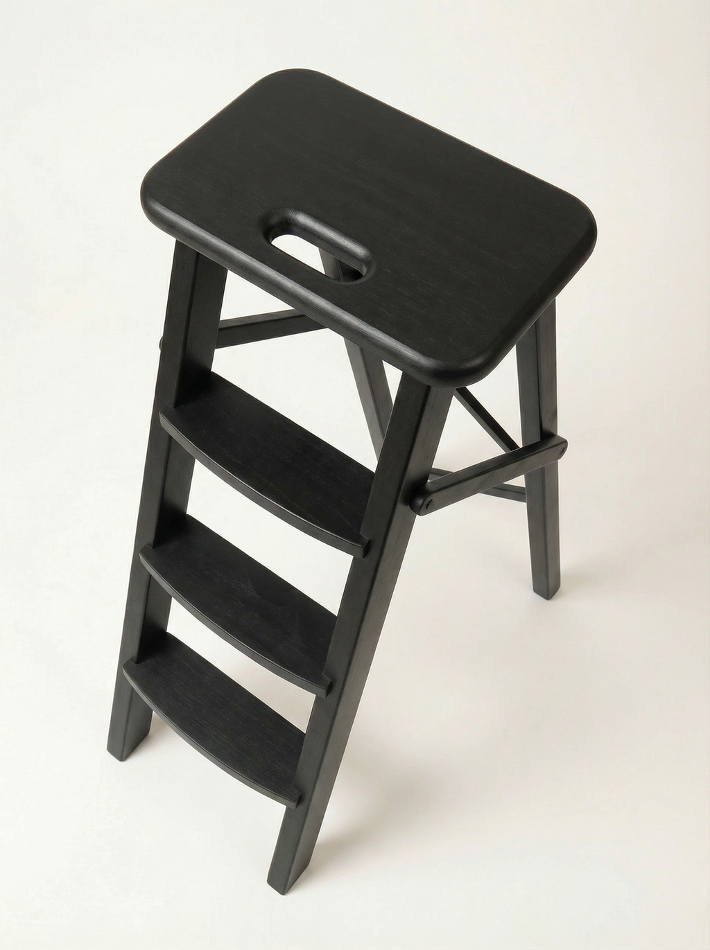 Ladder Chair 80 cm (31.5 in) – Handcrafted Folding Wooden Step Stool Chair, Brown