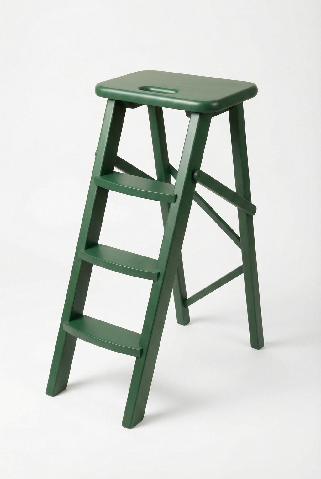 Ladder Chair 80 cm (31.5 in) – Handcrafted Folding Wooden Step Stool Chair, Brown