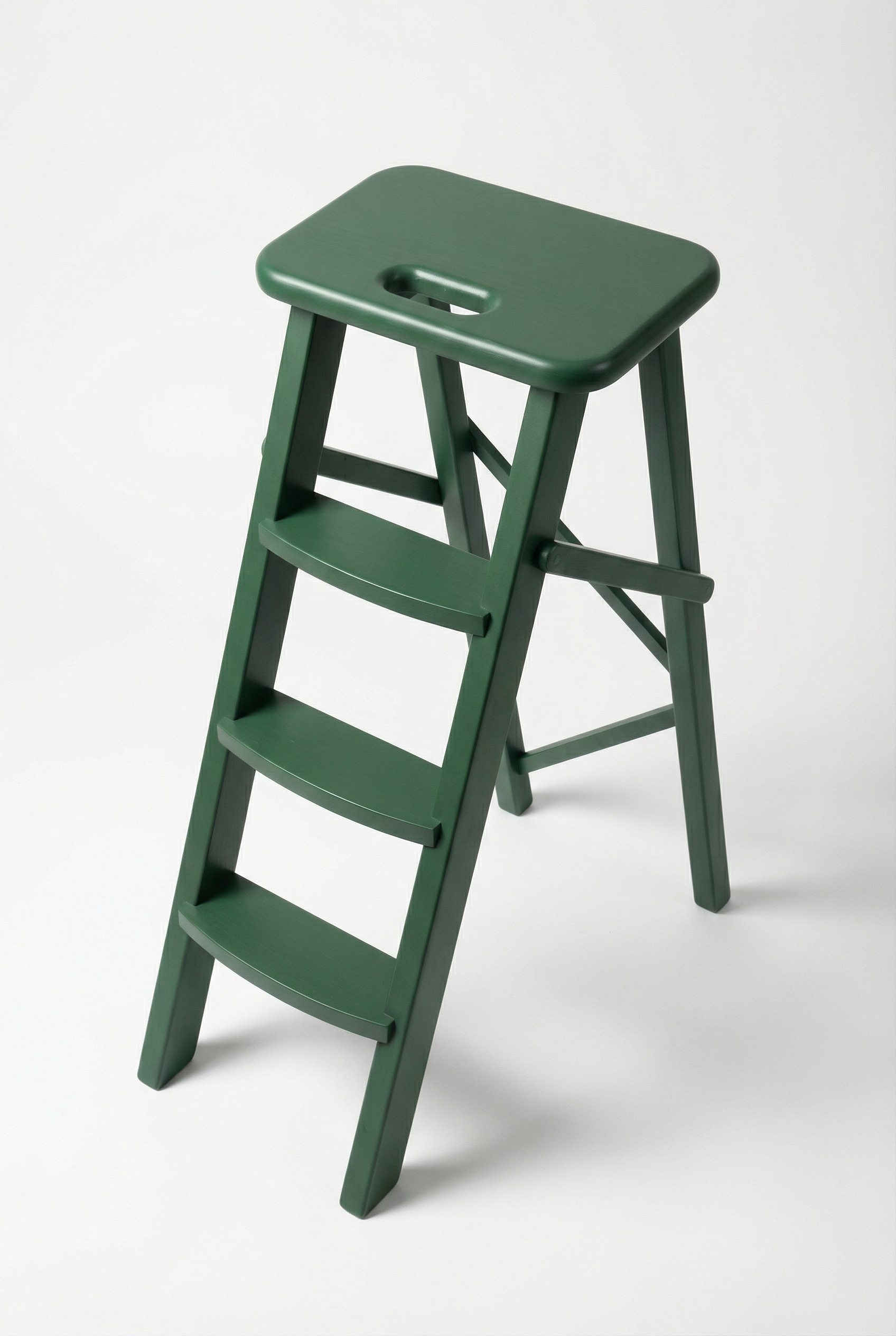 Ladder Chair 80 cm (31.5 in) – Handcrafted Folding Wooden Step Stool Chair, Black