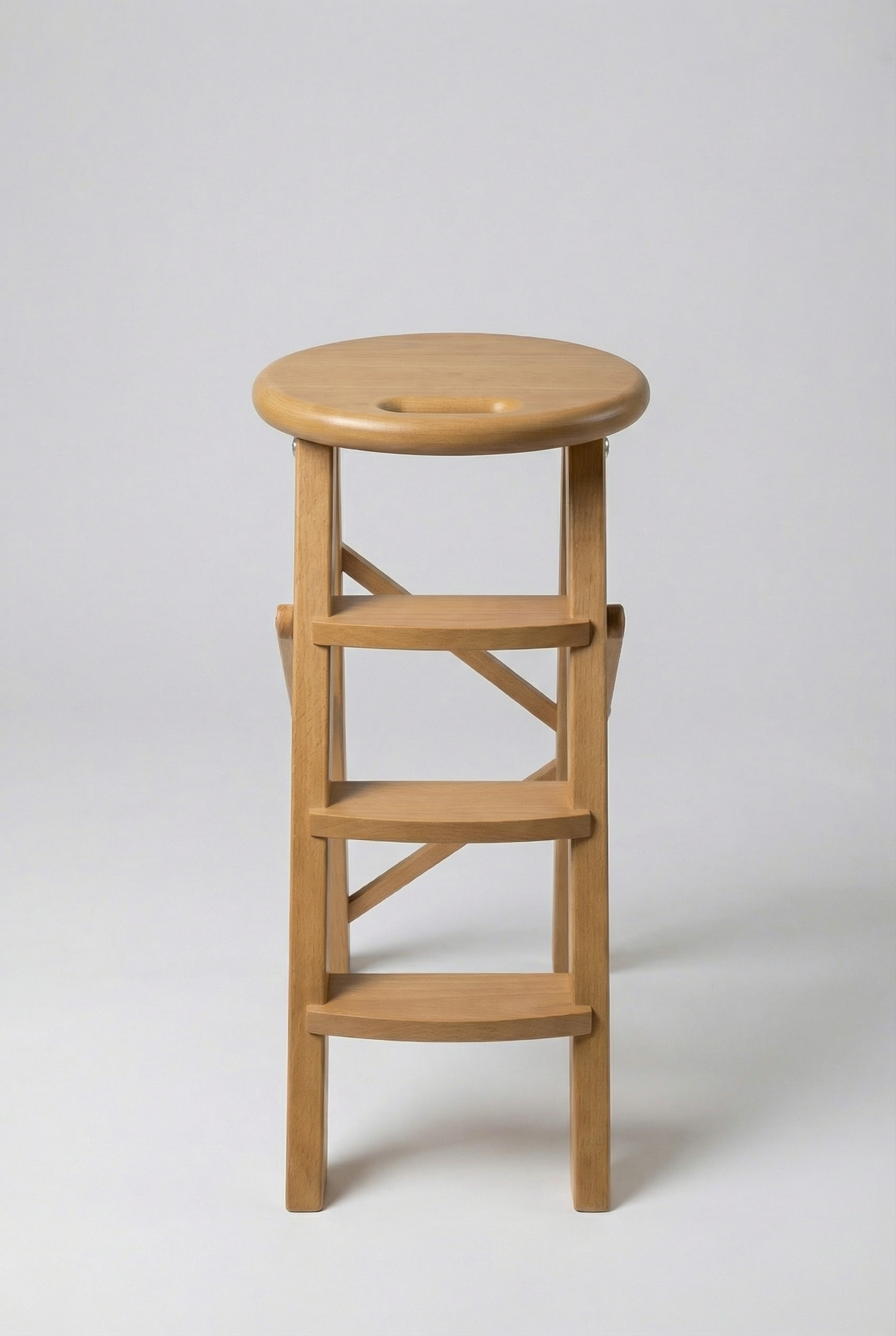 Ladder Chair 65 cm (25.6 in) – Handcrafted Folding Wooden Step Stool Chair, Brown