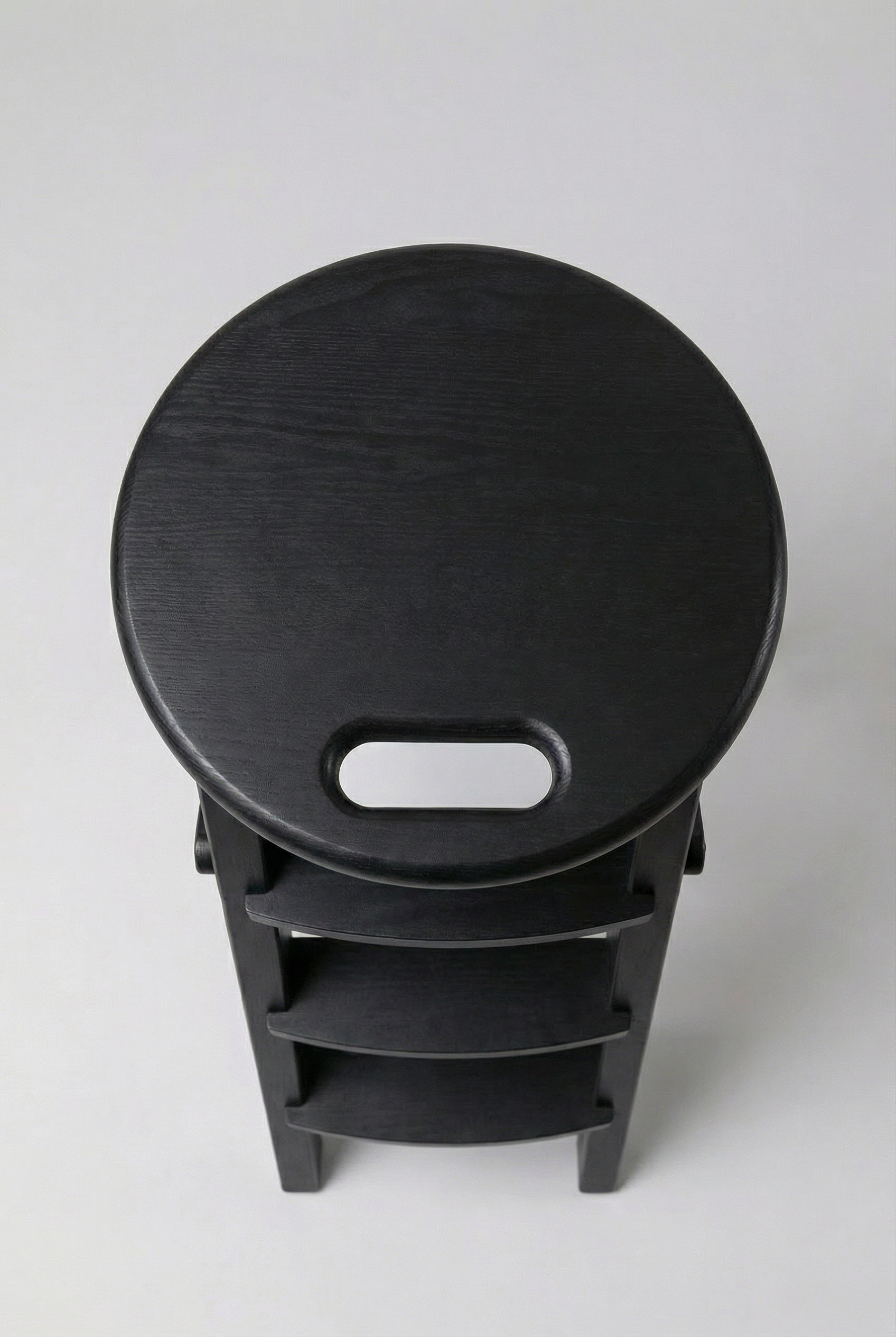 Ladder Chair 65 cm (25.6 in) – Handcrafted Folding Wooden Step Stool Chair, Black