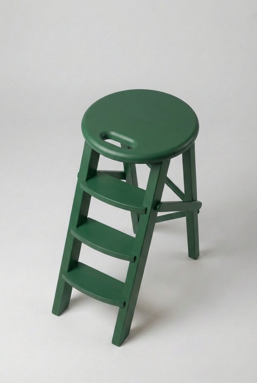 Ladder Chair 65 cm (25.6 in) – Handcrafted Folding Wooden Step Stool Chair, Black