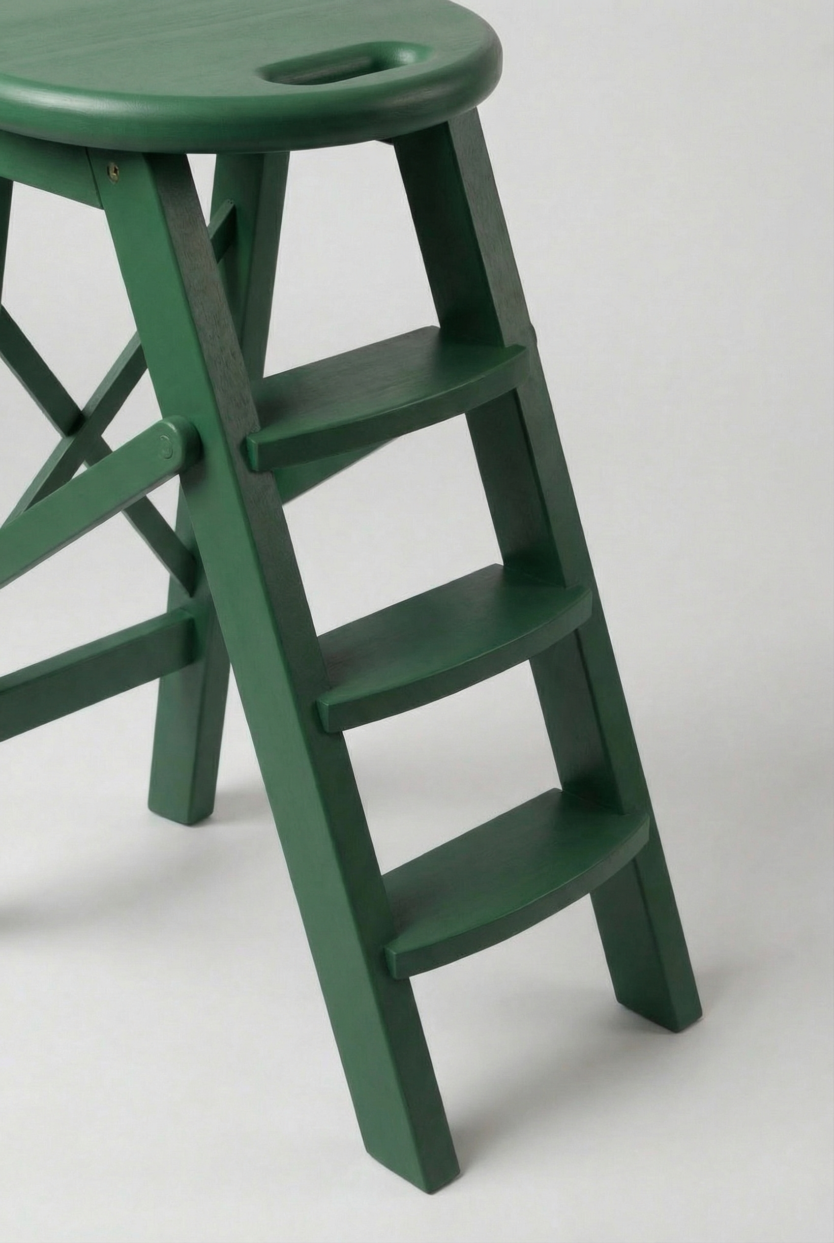 Ladder Chair 65 cm (25.6 in) – Handcrafted Folding Wooden Step Stool Chair, Green